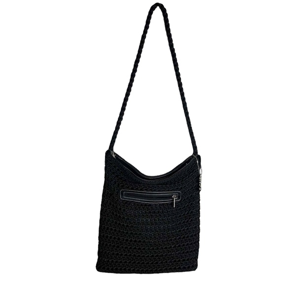 Handbags - Luxy Womens Black Vegan Leather Crochet Shoulder Bag Purse